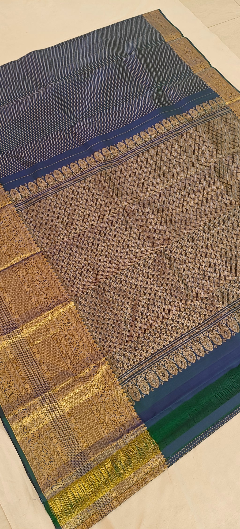 Pure Kanchipuram Handloom Silk Saree – Peacock Blue