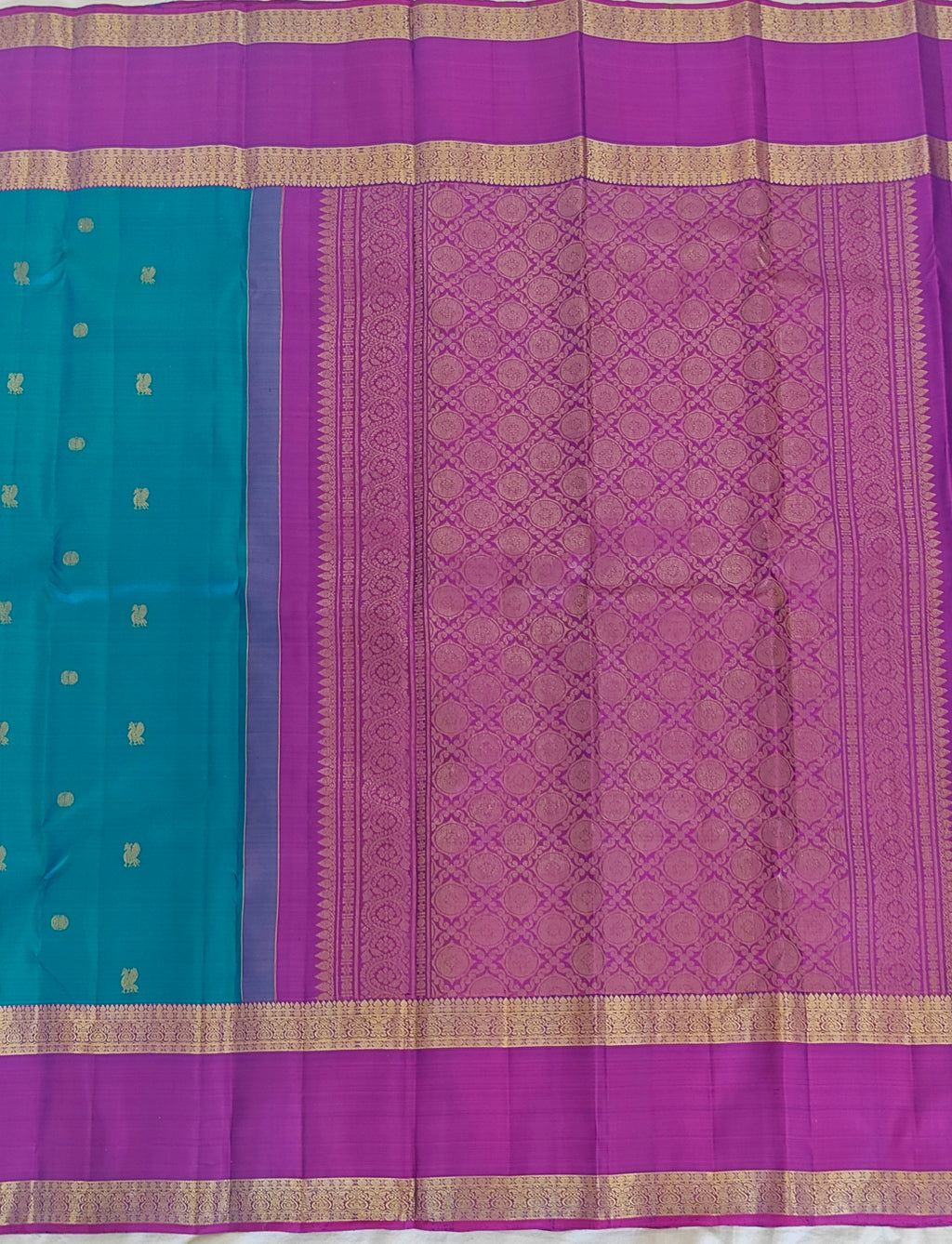 Pure Kanchipuram Handloom Silk Saree – Blue & Purple