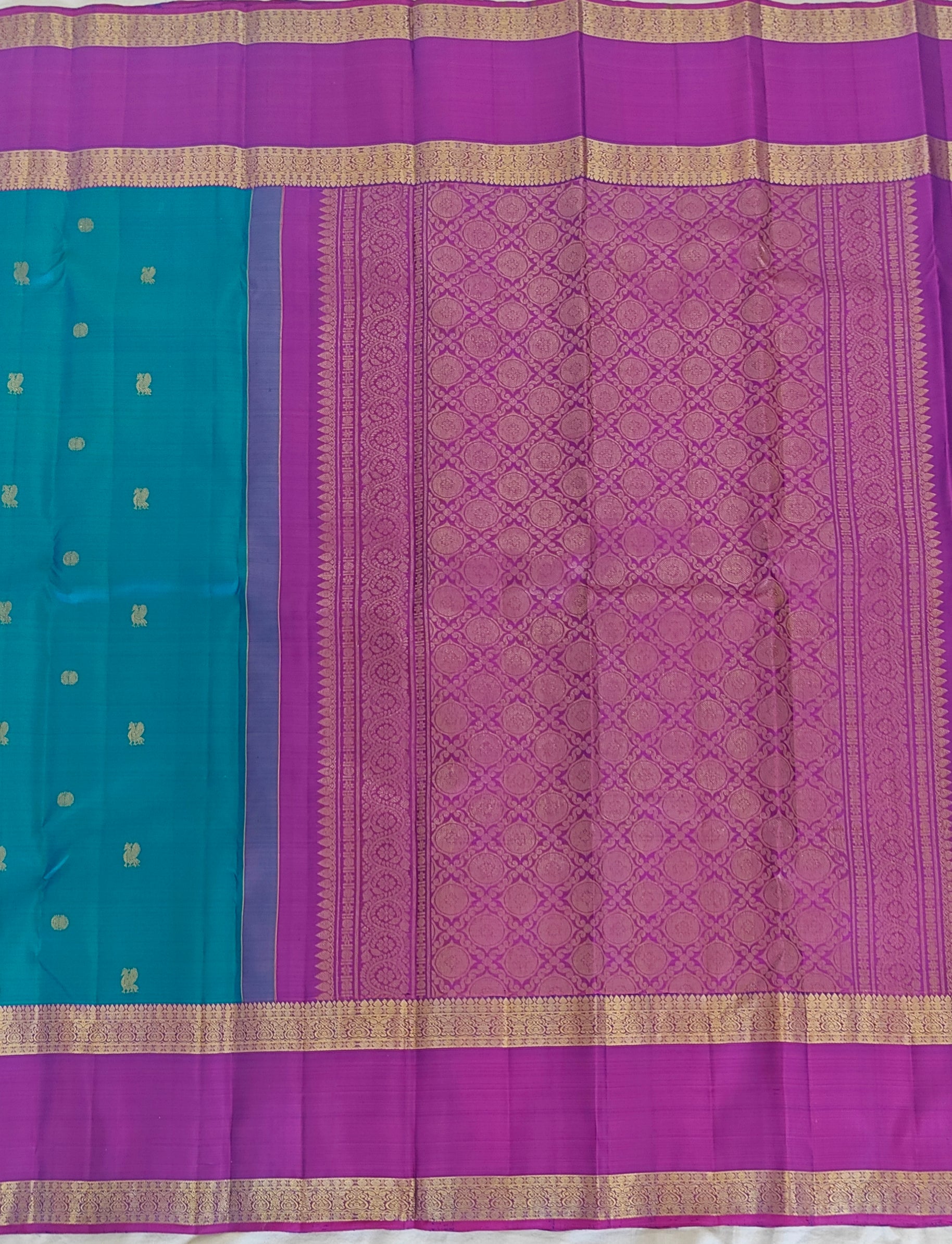 Pure Kanchipuram Handloom Silk Saree – Blue & Purple
