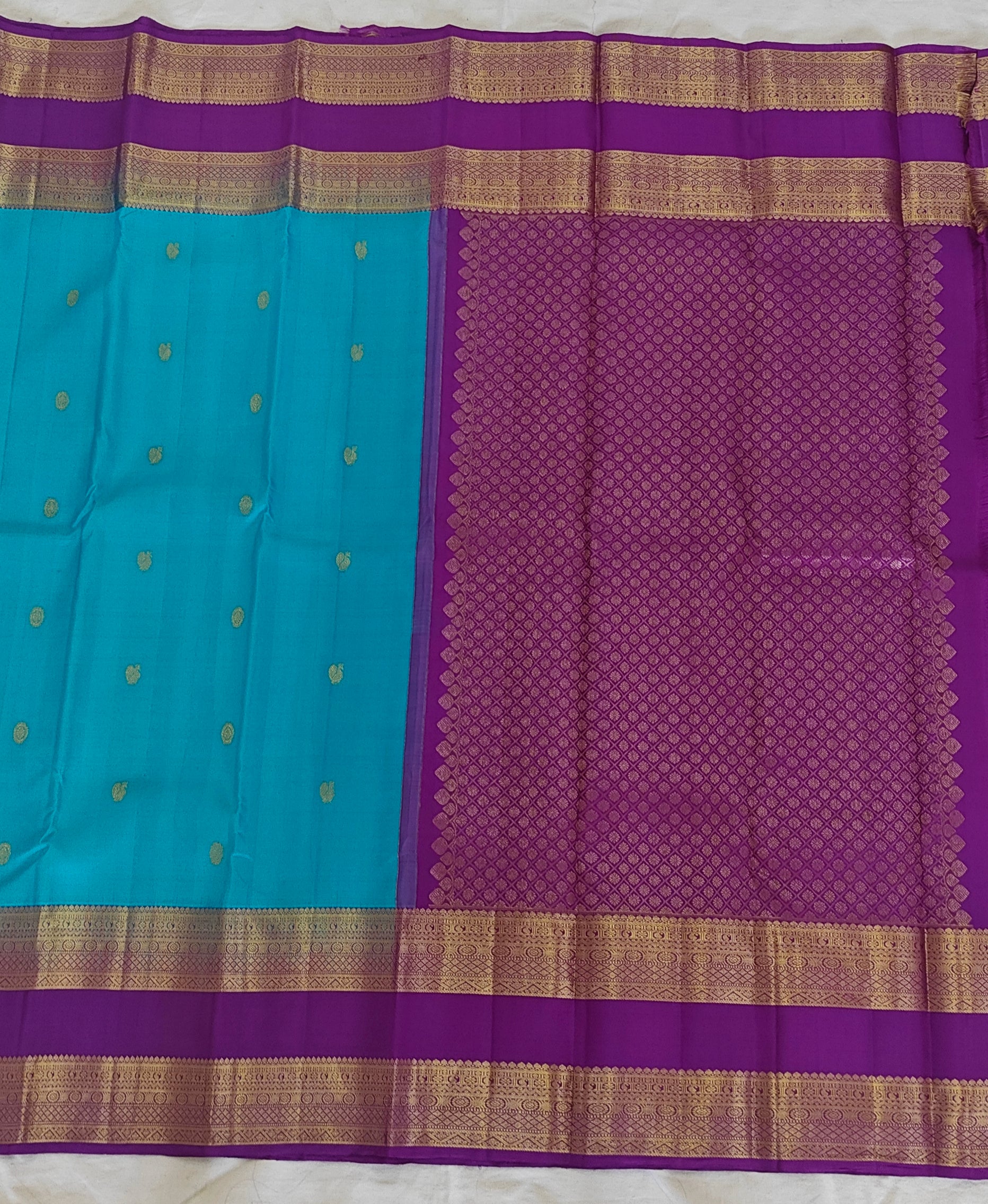 Pure Kanchipuram Handloom Silk Saree – Blue & Purple