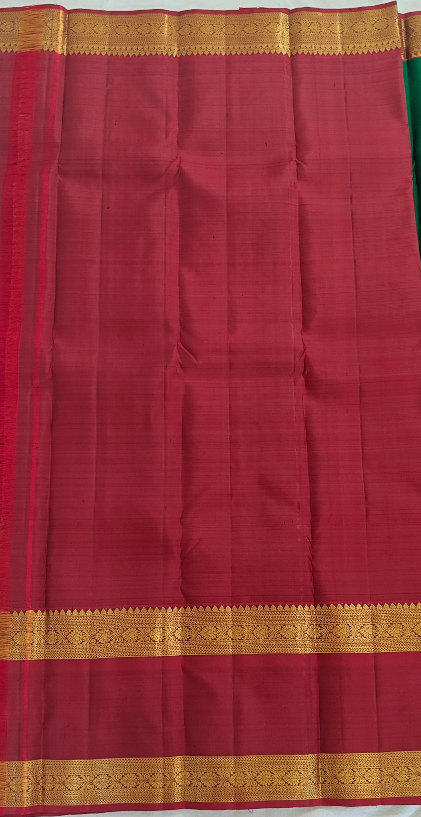 Pure Kanchipuram Handloom Silk Saree – Green & Maroon