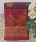 Wine and Pink Pure Kanchipuram Handloom Silk Saree