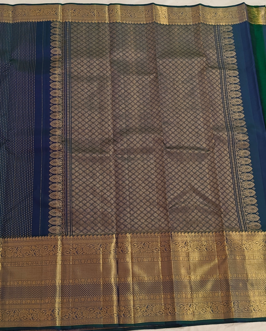 Pure Kanchipuram Handloom Silk Saree – Peacock Blue