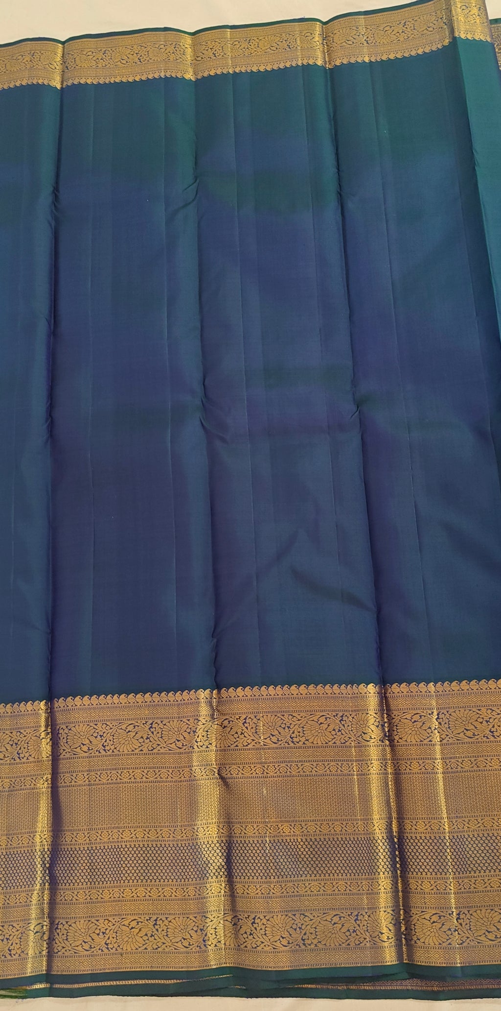Pure Kanchipuram Handloom Silk Saree – Peacock Blue