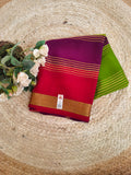 Pure 3D Mysore Crepe Silk Saree – Green and dark purple