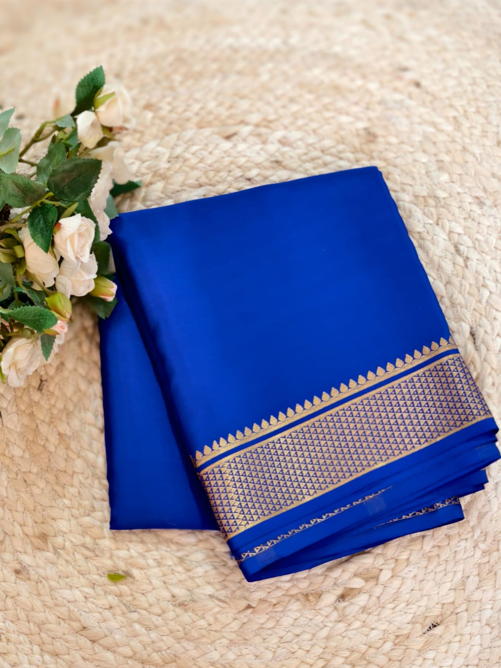 Pure Mysore Crepe Silk Saree – Royal Blue