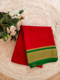 Pure Mysore Crepe Silk Saree – Red and Green