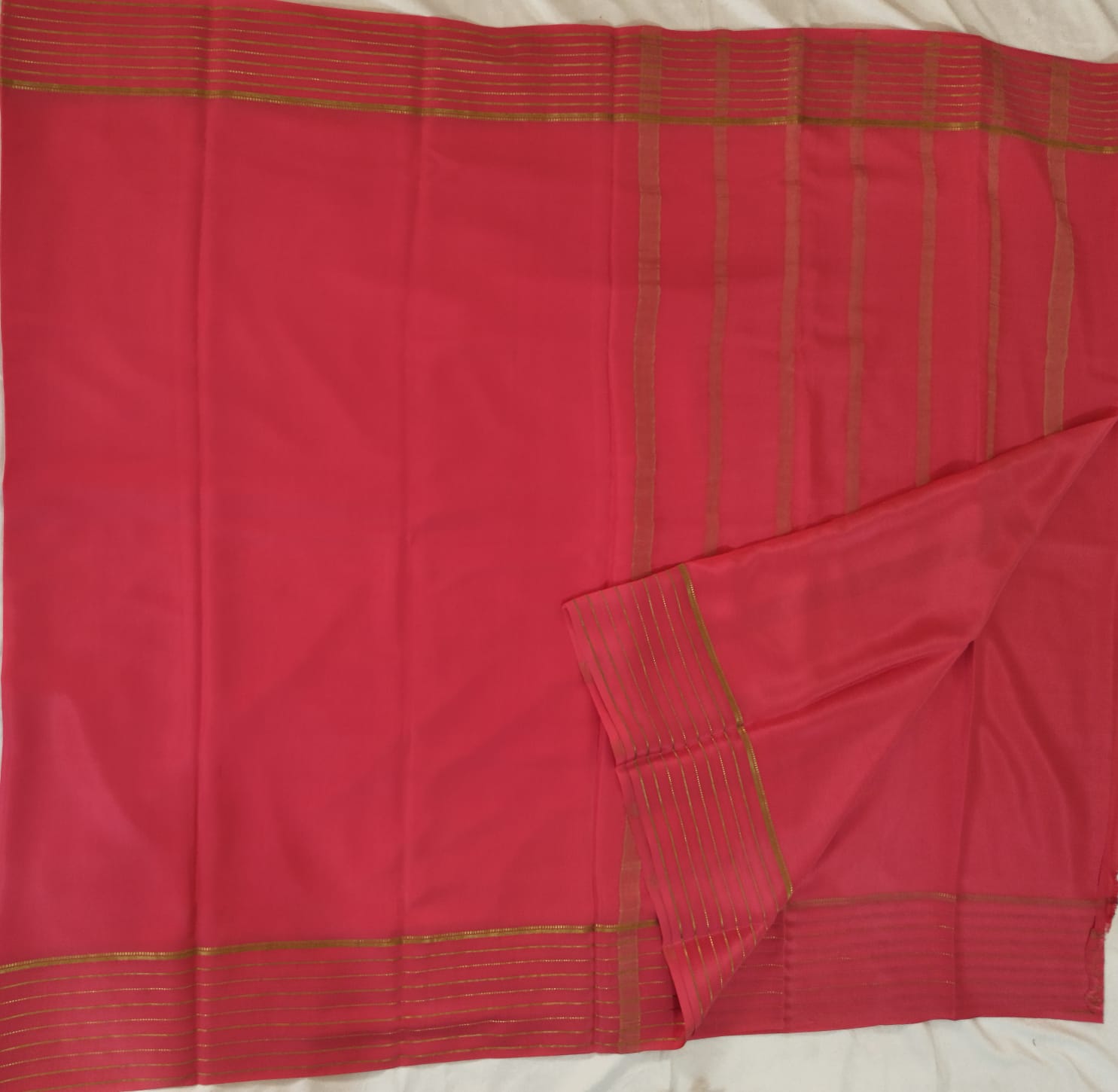Pure Mysore Crepe Silk Saree – Coral Pink