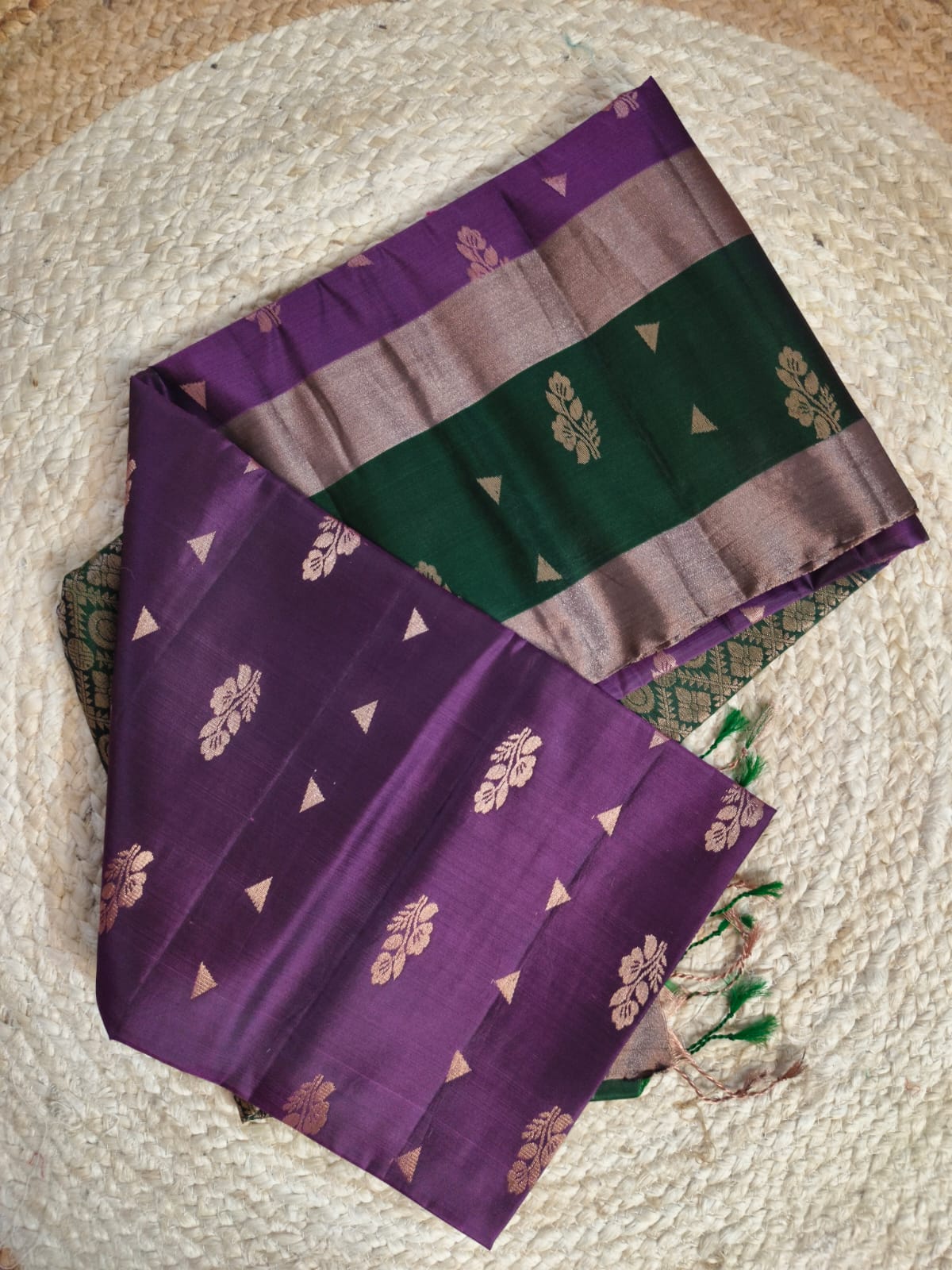 Soft Silk Saree – Purple & Green