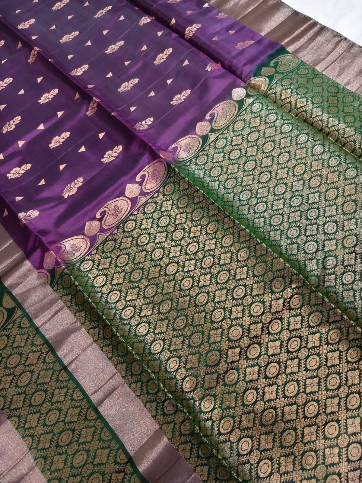 Soft Silk Saree – Purple & Green