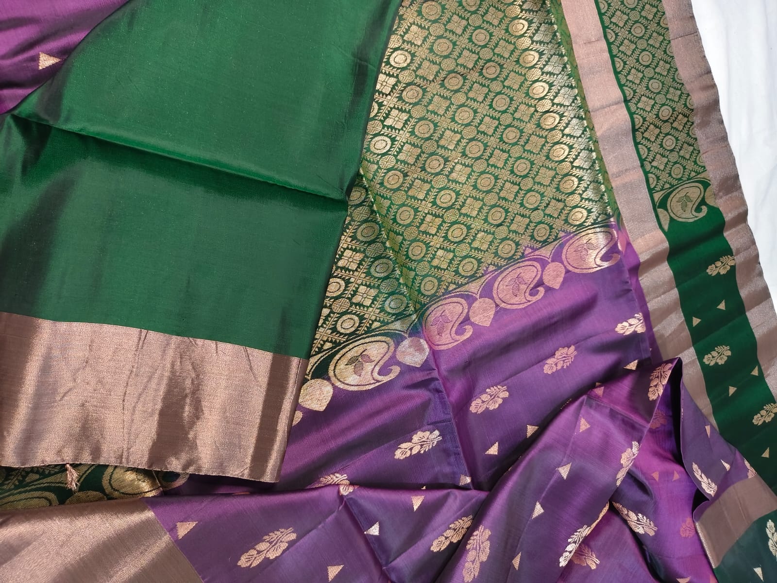 Soft Silk Saree – Purple & Green