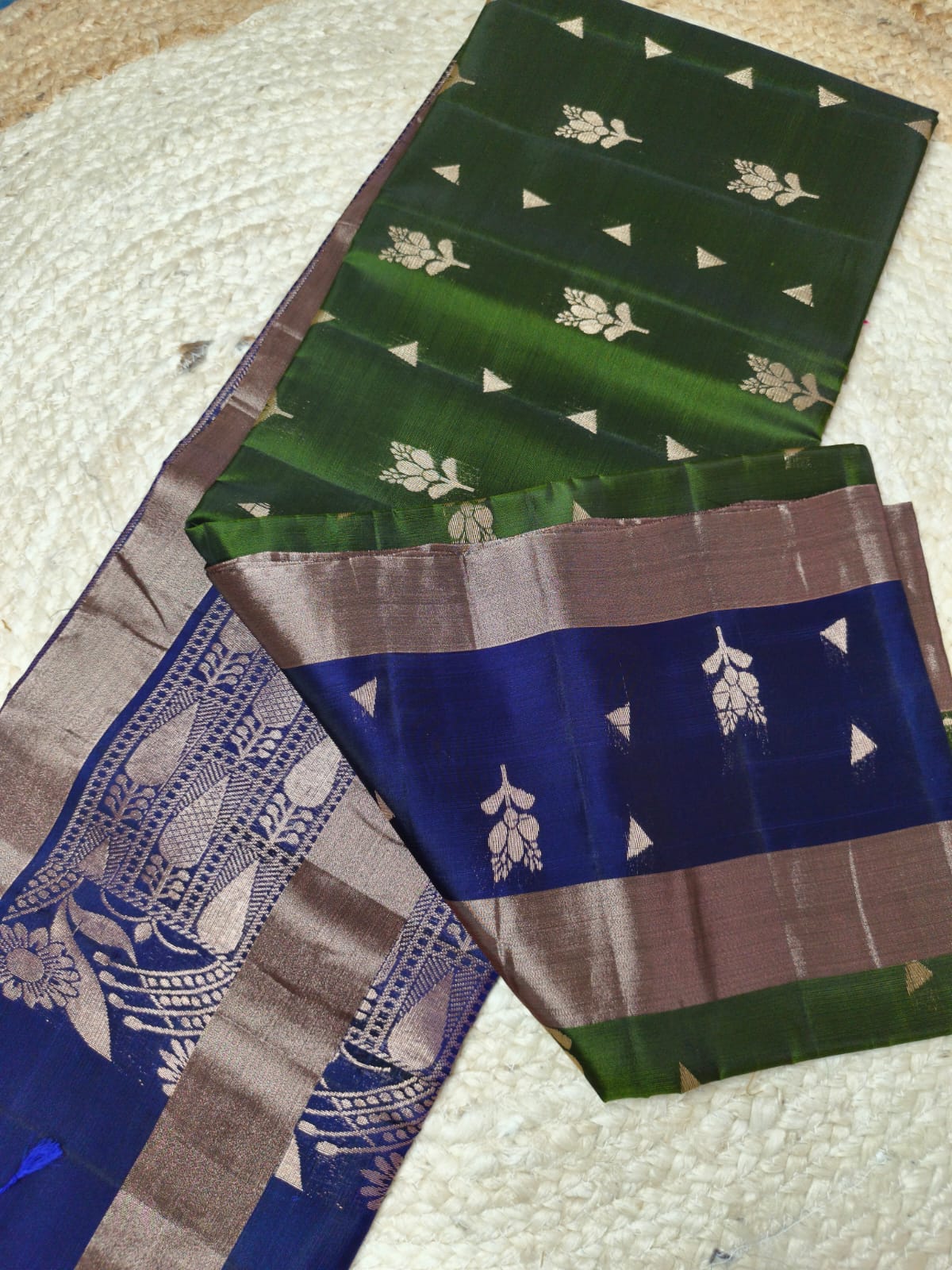 Soft Silk Saree – Green & Blue