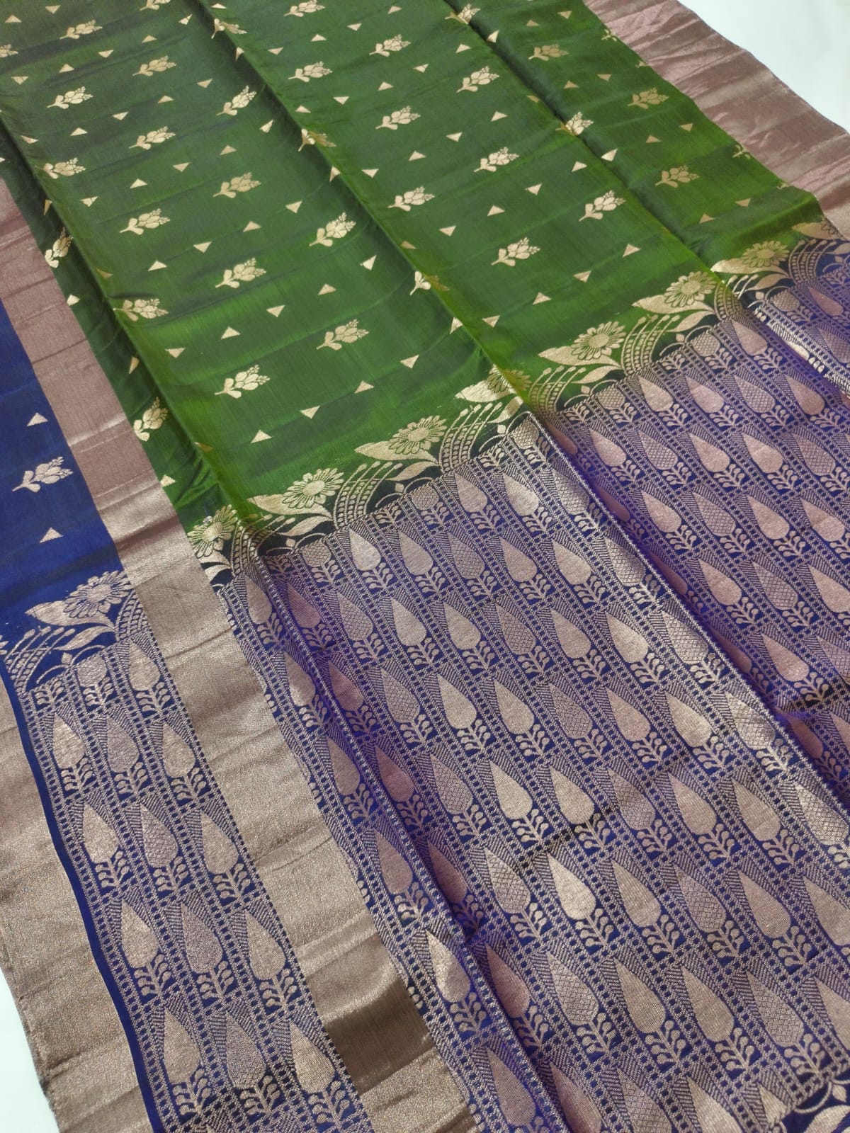 Soft Silk Saree – Green & Blue