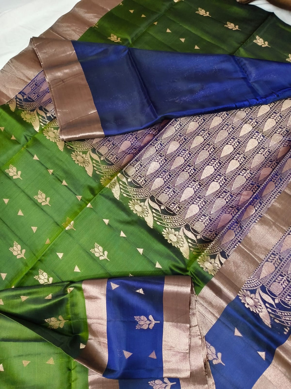 Soft Silk Saree – Green & Blue