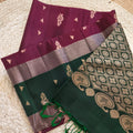 Soft Silk Saree – Maroon and Green Contrast