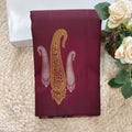 Pure Kanchipuram Handloom Borderless Silk Saree -Deep Chocolate with Light Pink Contrast