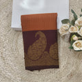 Pure Handloom Kanchipuram Silk Saree -Rust Orange and Deep Brown Contrast