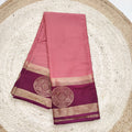 Semi Mysore Crepe Silk Saree- Onion Pink and Maroon Contrast