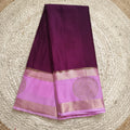 Semi Mysore Crepe Silk Saree- Maroon and Light Pink Contrast