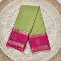 Semi Mysore Crepe Silk Saree- Light Green and Pink Contrast