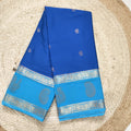 Semi Mysore Crepe Silk Saree- Dark Blue and Light Blue Contrast