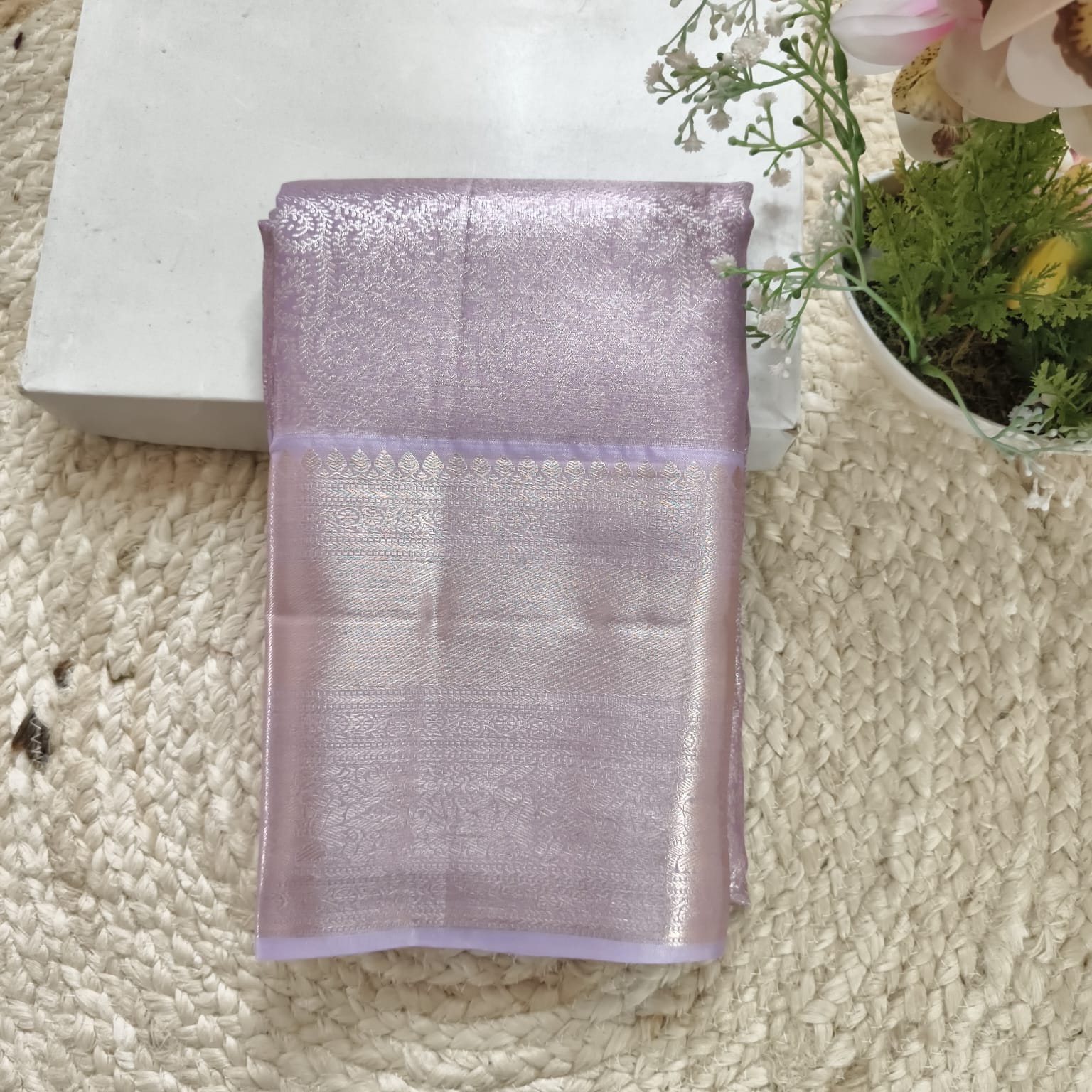 Semi Kanchipuram Tissue Silk Saree- Lilac color