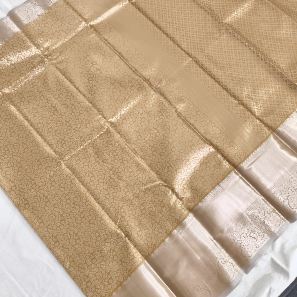 Semi Kanchipuram Tissue Silk Saree- Mustard Gold