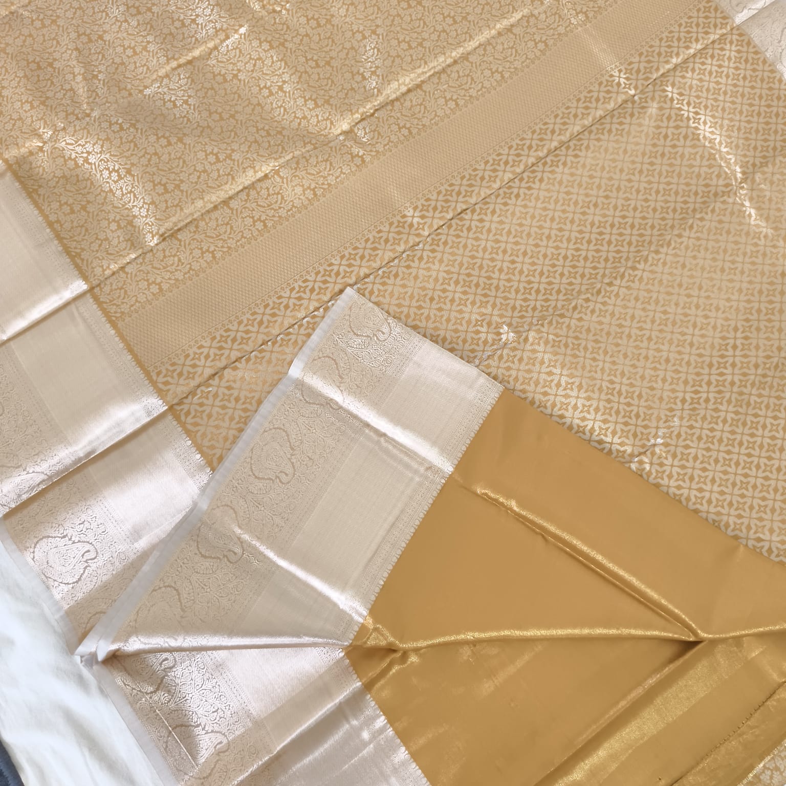 Semi Kanchipuram Tissue Silk Saree- Mustard Gold