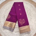 Semi Kanchipuram Silk Saree- magenta and Golden Contrast