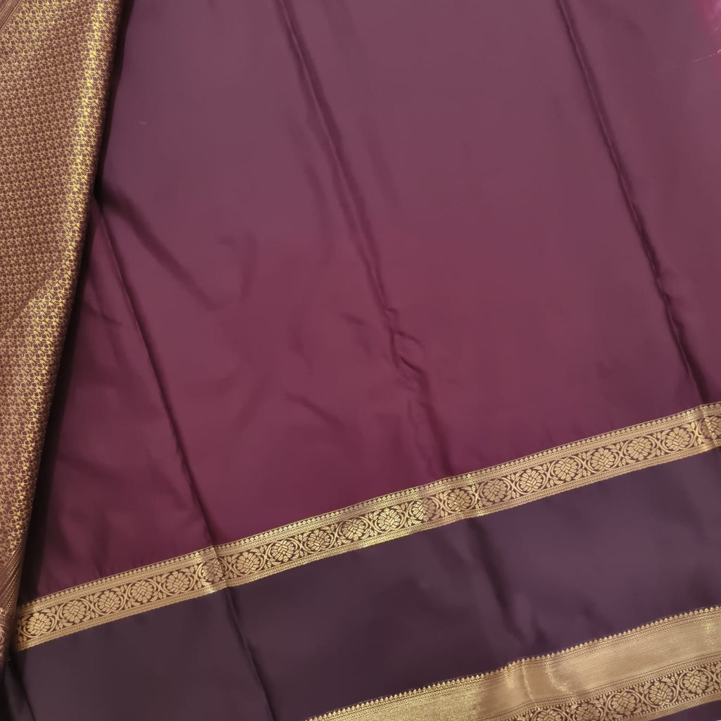 Semi Kanchipuram Silk Saree- Sage Green and Maroon Contrast