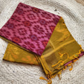Silk Cotton Saree – Maroon, pink & Mustard yellow