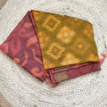 Silk Cotton Saree – Mustard Yellow and Peach