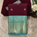 Deep Maroon and blue Kanchipuram Silk Saree