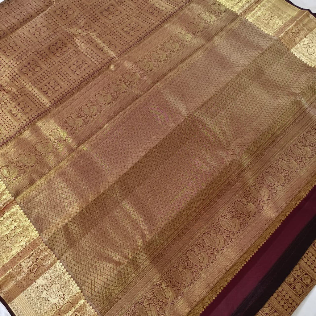 Maroon Kanchipuram Brocade Silk Saree