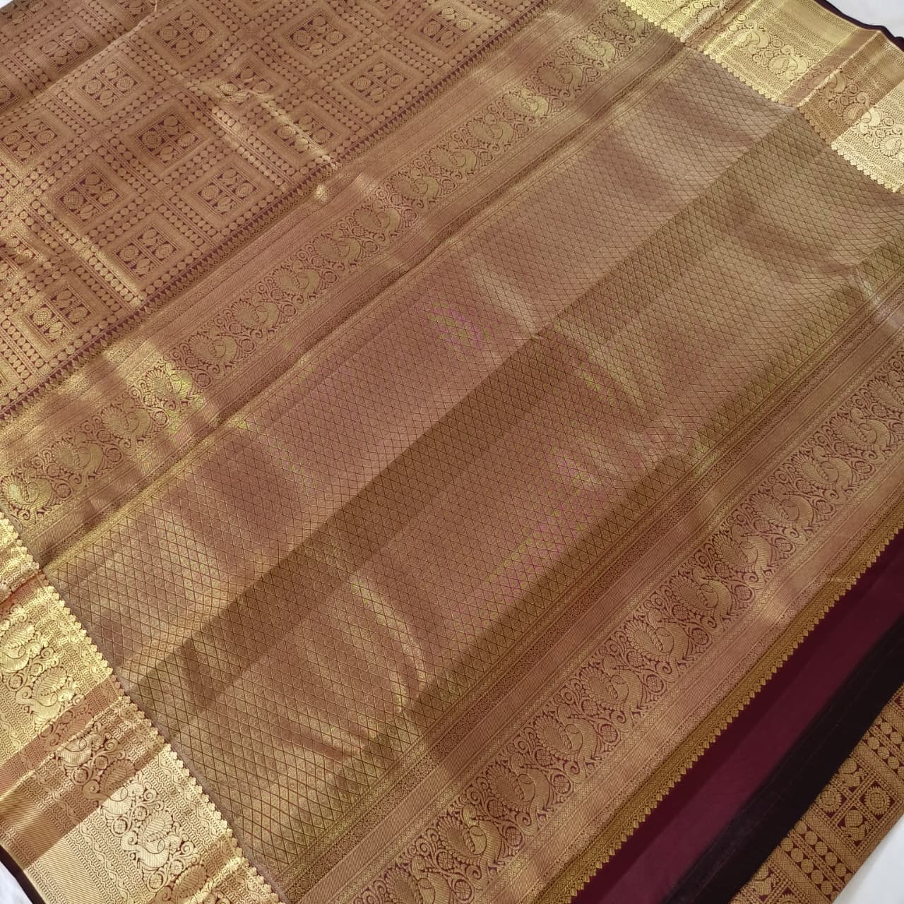 Maroon Kanchipuram Brocade Silk Saree