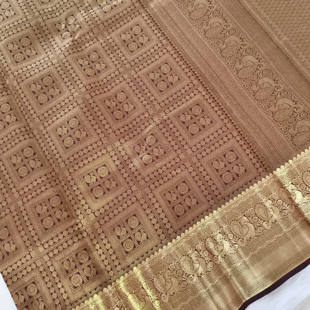 Maroon Kanchipuram Brocade Silk Saree