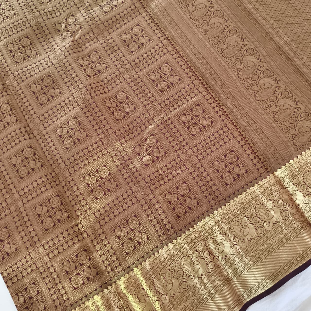 Maroon Kanchipuram Brocade Silk Saree