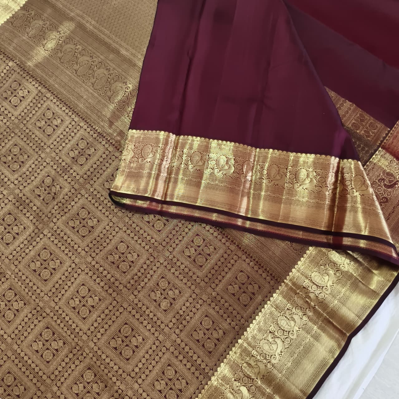 Maroon Kanchipuram Brocade Silk Saree