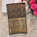 Deep Navy Blue Kanchipuram Brocade Silk Saree