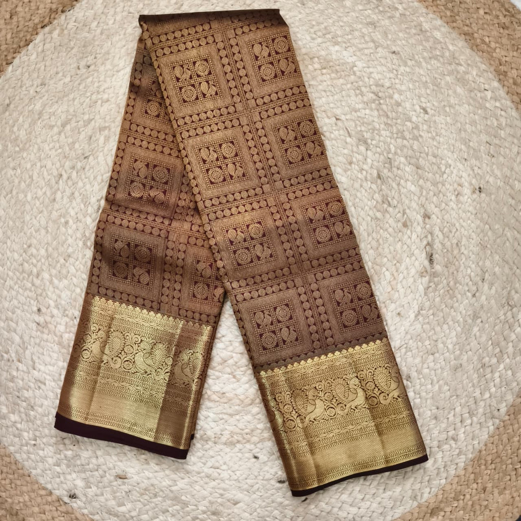 Maroon Kanchipuram Brocade Silk Saree