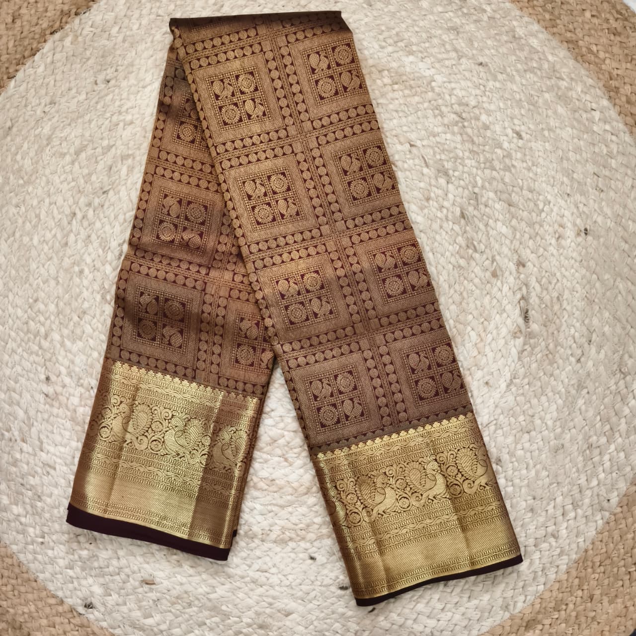 Maroon Kanchipuram Brocade Silk Saree