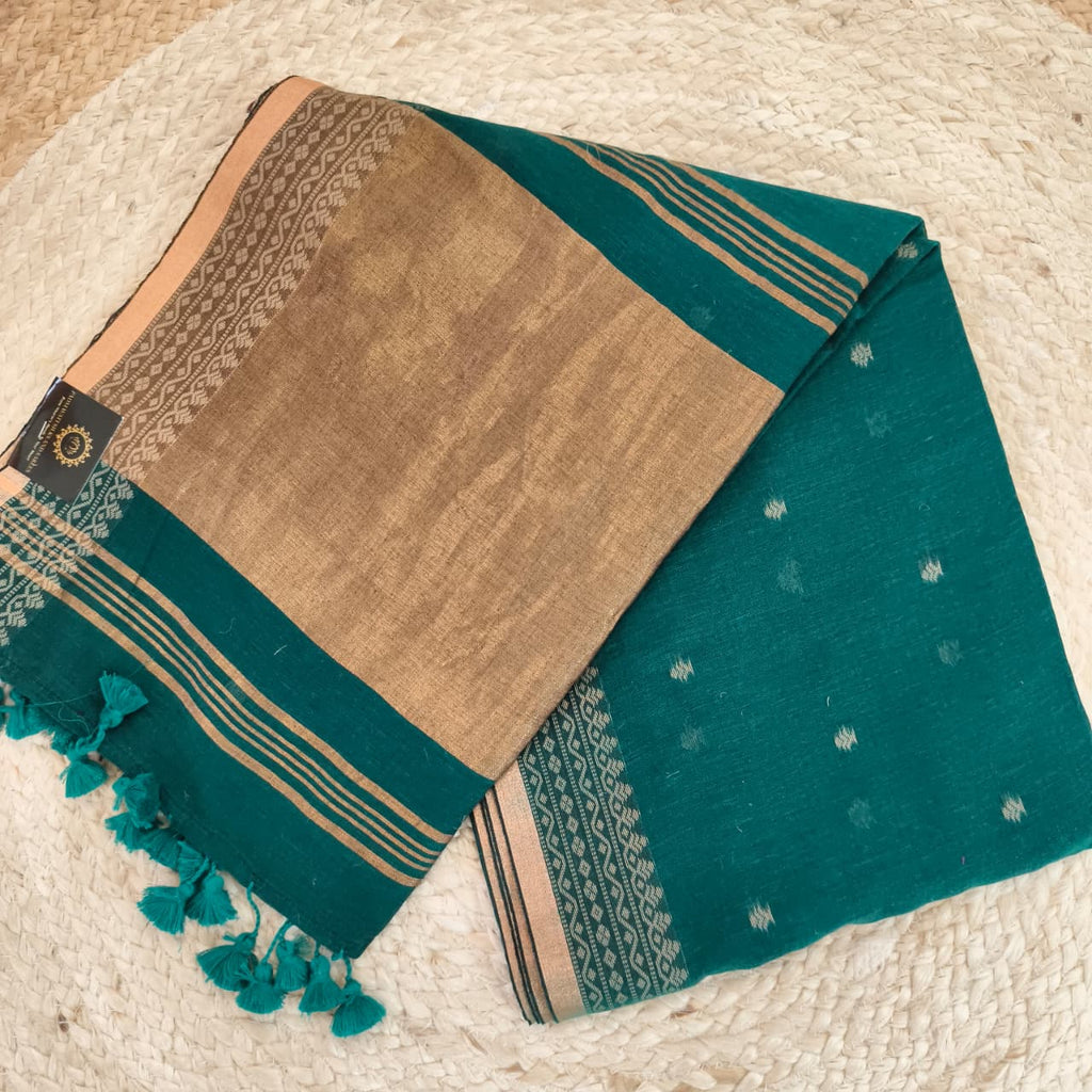 Bengal Cotton Saree- Rama Green