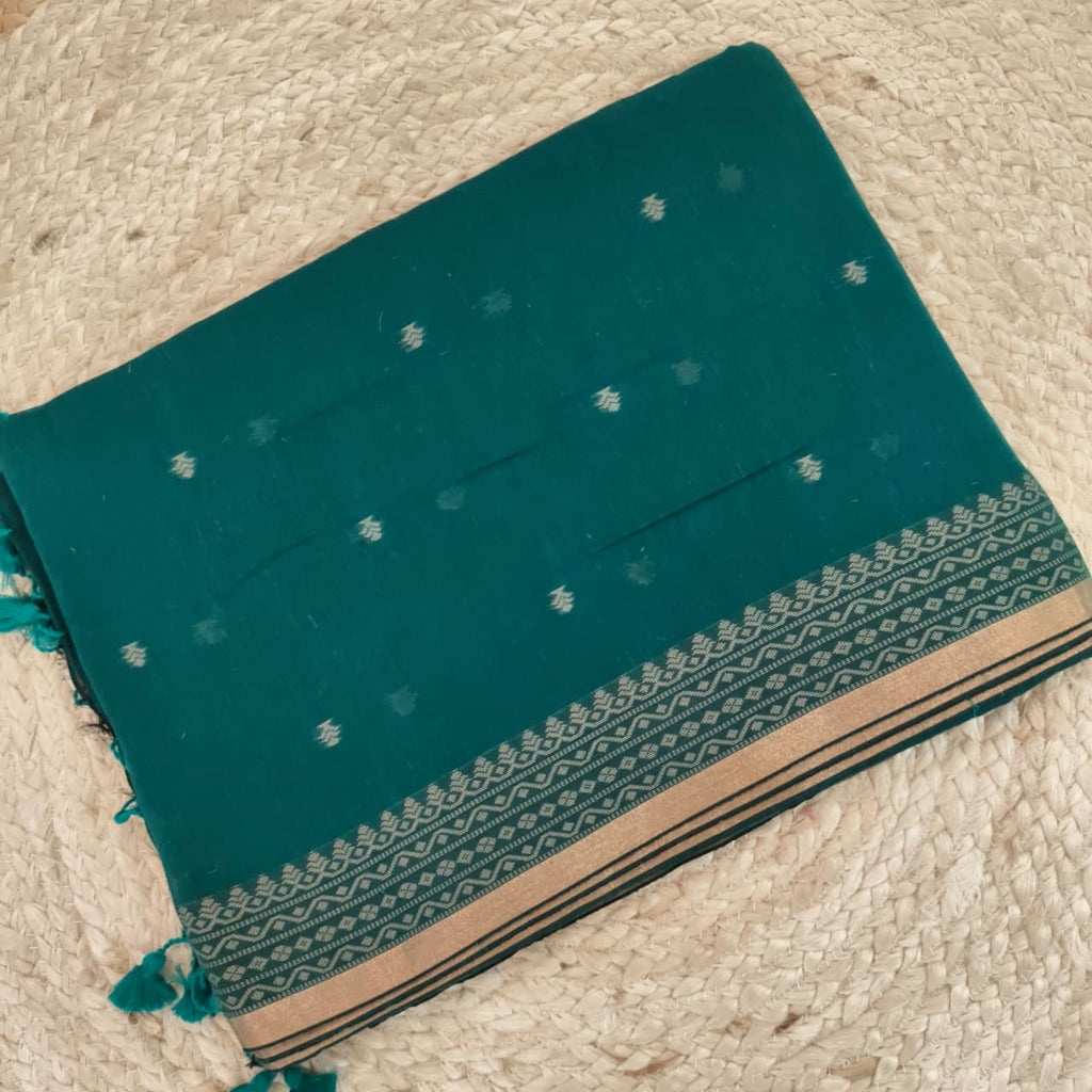 Bengal Cotton Saree- Rama Green