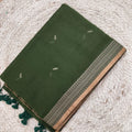 Bengal Cotton Saree- Olive Green