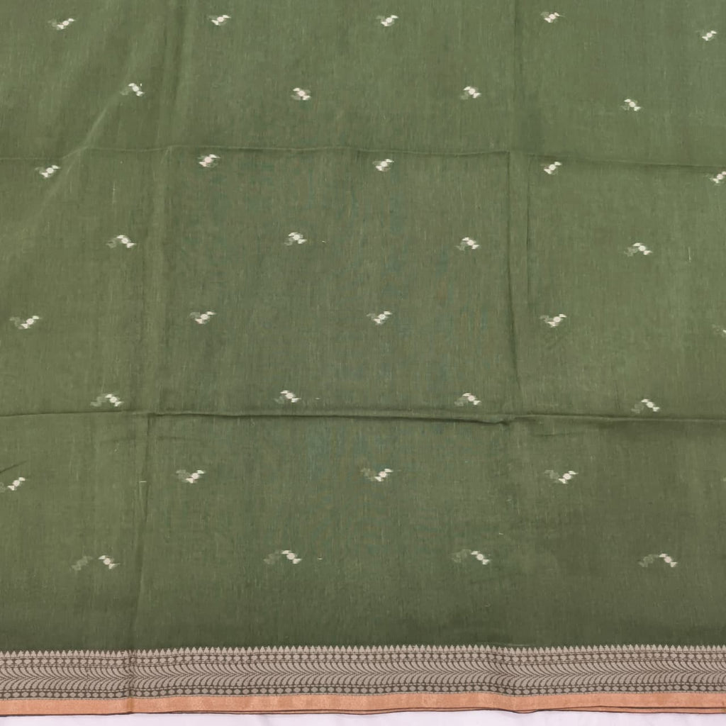 Bengal Cotton Saree- Olive Green