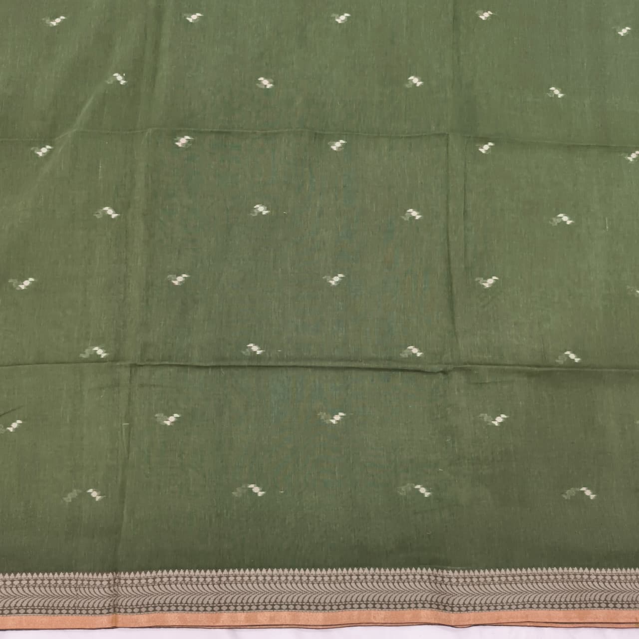 Bengal Cotton Saree- Olive Green
