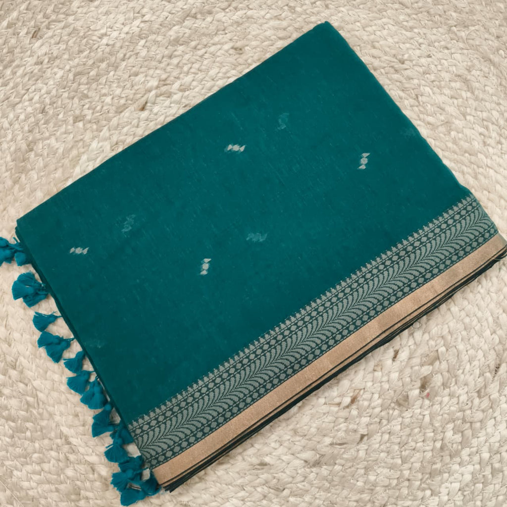 Bengal Cotton Saree- Rama Green