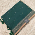 Bengal Cotton Saree- Bottle Green