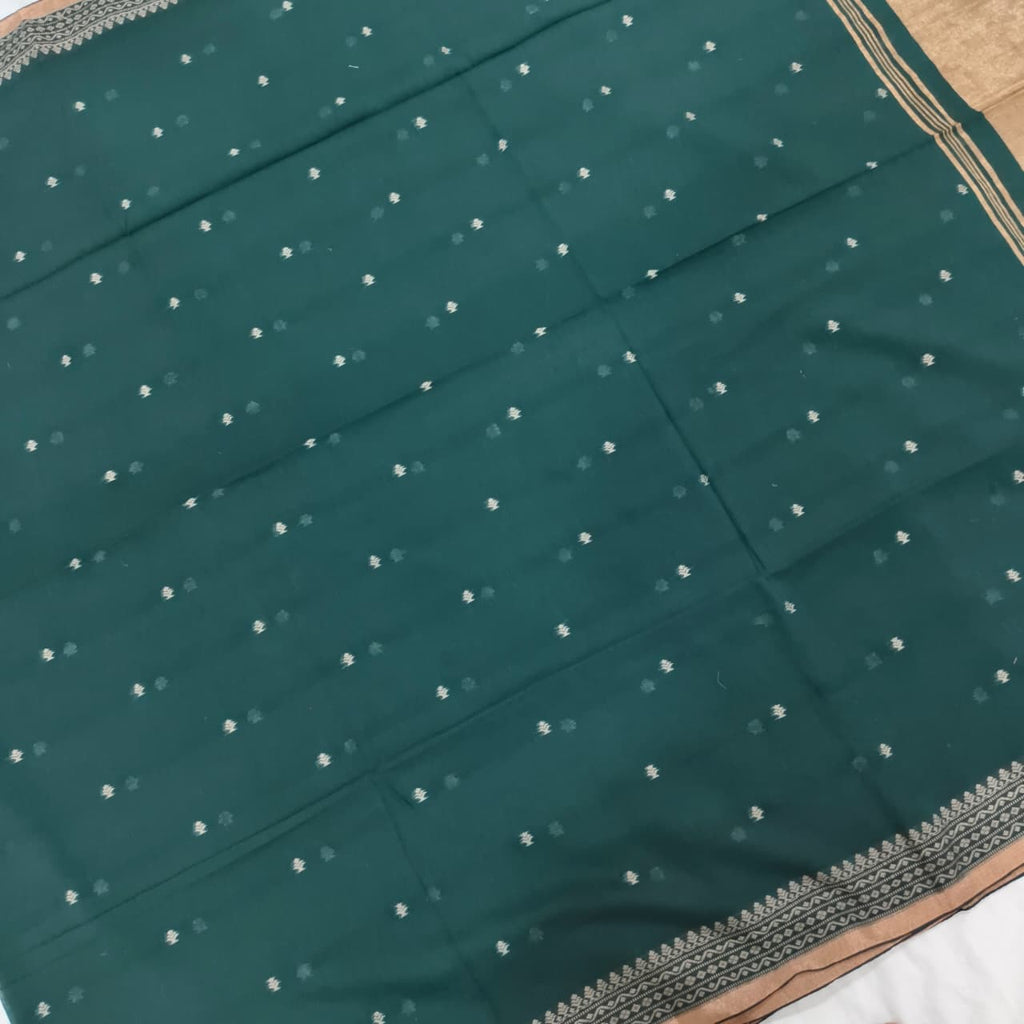 Bengal Cotton Saree- Bottle Green