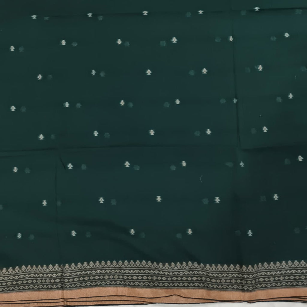 Bengal Cotton Saree- Bottle Green